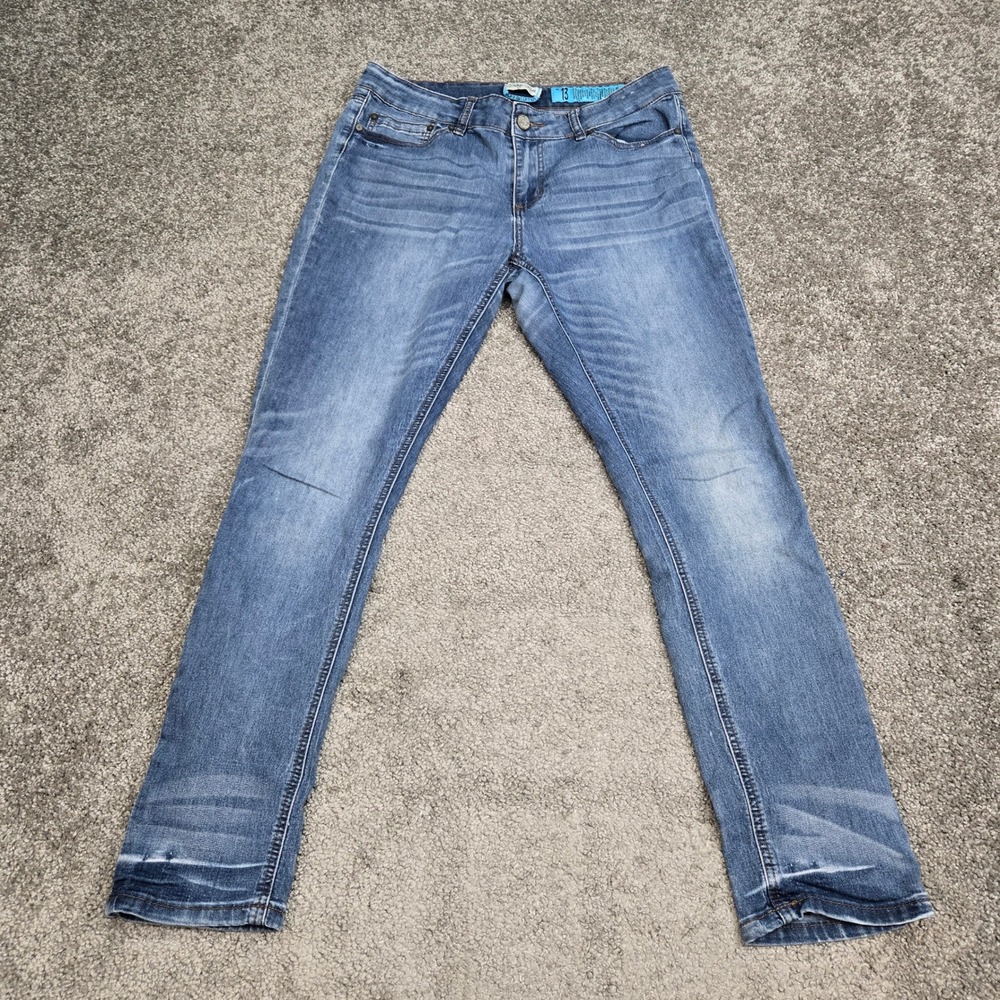 Indigo Rein Muffin Topper Skinny Jeans Medium Wash Blue Denim Size 13 7738